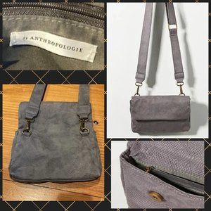 ANTHROPOLOGIE Envelope Crossbody Bag In Grey Gray Faux Suede Embossed